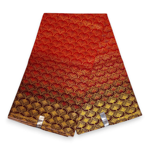 Afrikaanse stof - Exclusief versierd met glittereffecten 100% katoen - GL-4022 Rood Goud