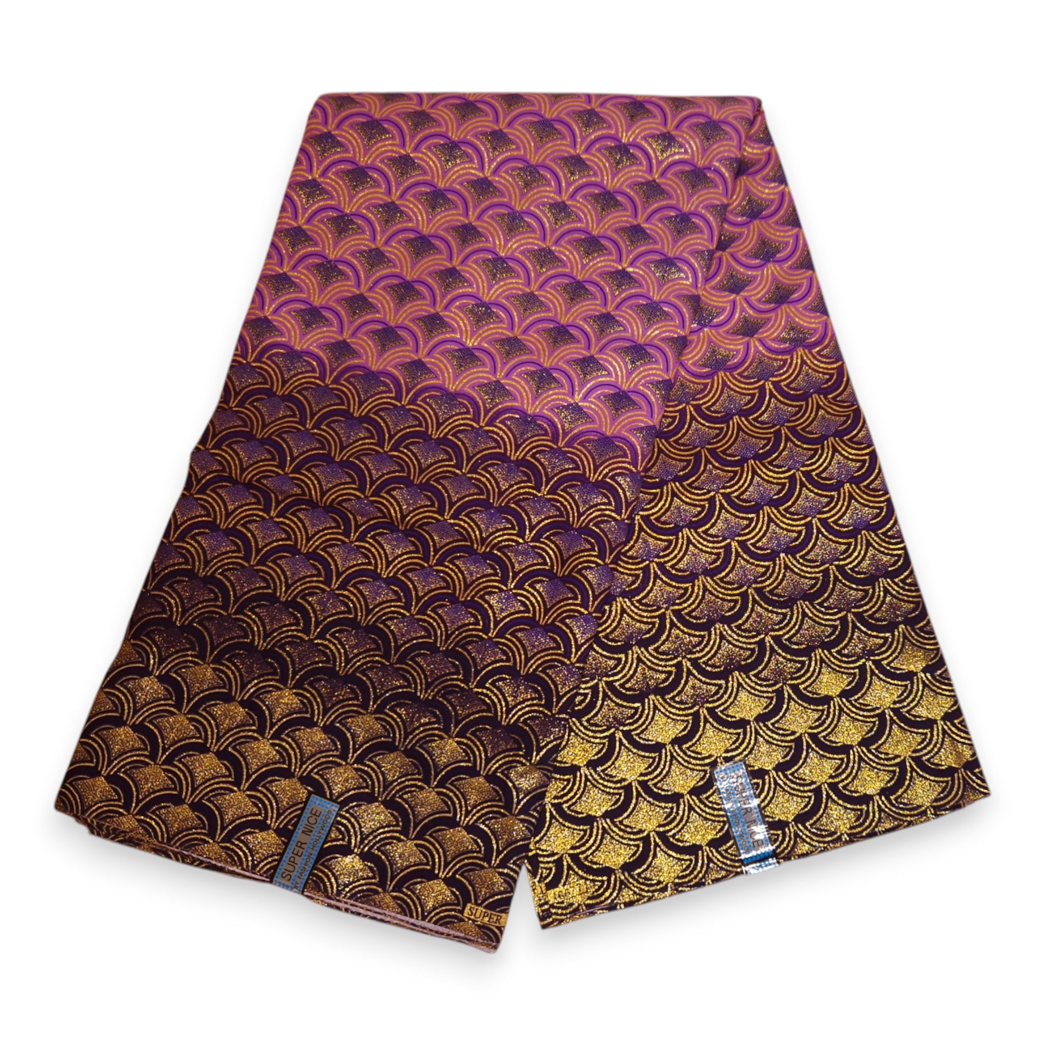 Afrikaanse stof - Exclusief versierd met glittereffecten 100% katoen - GL-4023 Paars Goud