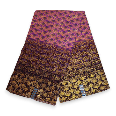 Afrikaanse stof - Exclusief versierd met glittereffecten 100% katoen - GL-4023 Paars Goud