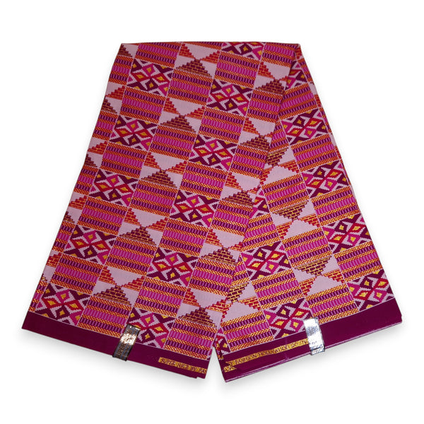 Afrikaanse stof - Exclusief versierd met glittereffecten 100% katoen - GL-4028 Roze Goud Kente