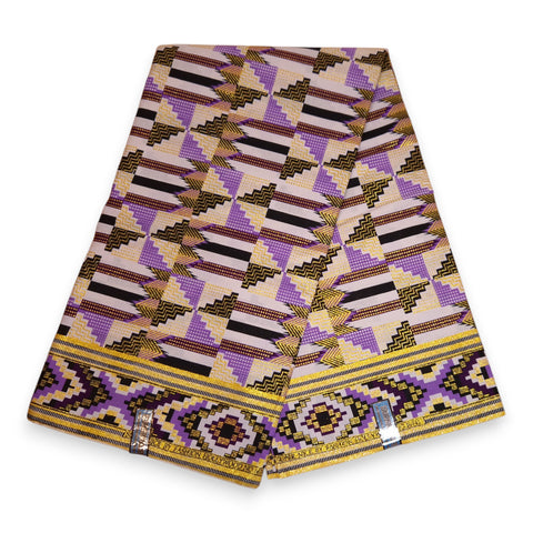 Afrikaanse stof - Exclusief versierd met glittereffecten 100% katoen - GL-4047 Paars Goud Kente