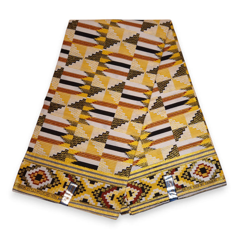 Afrikaanse stof - Exclusief versierd met glittereffecten 100% katoen - GL-4049 Geel Goud Kente