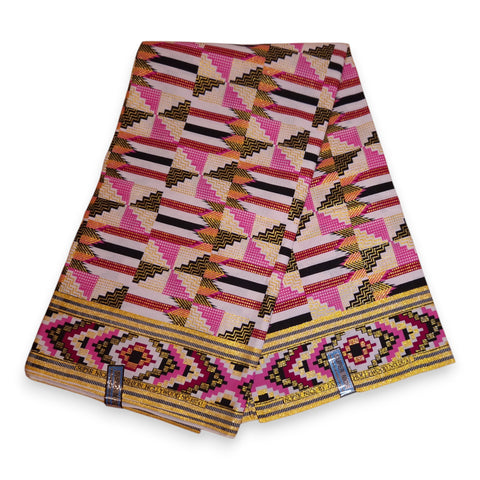 Afrikaanse stof - Exclusief versierd met glittereffecten 100% katoen - GL-4050 Roze Goud Kente