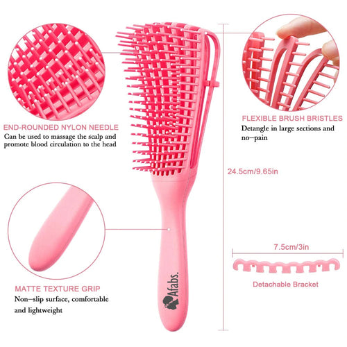 Afabs® Anti-klit Haarborstel | Detangler brush | Detangling brush | Kam voor Krullen | Kroes haar borstel | Roze