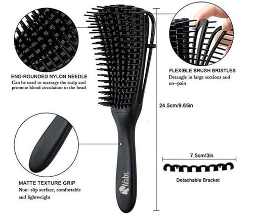 Afabs® Anti-klit Haarborstel | Detangler brush | Detangling brush | Kam voor Krullen | Kroes haar borstel | Zwart