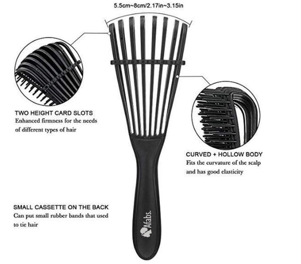 Afabs® Anti-klit Haarborstel | Detangler brush | Detangling brush | Kam voor Krullen | Kroes haar borstel | Zwart