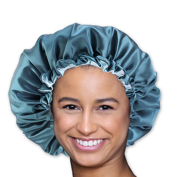 SATIN SET - Bescherm je haar & huid - Licht Turquoise Satijnen Slaapmuts + Satijnen kussensloop + Scrunchie