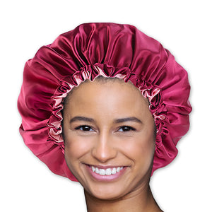 Rode Satijnen Slaapmuts / Haar bonnet van Satijn / Satin hair bonnet