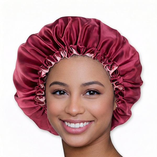 Afabs® Zwarte Anti-klit Haarborstel + Rode satijnen slaapmuts | Detangler brush | Detangling brush | Satin cap / Hair bonnet / Satijnen nachtmuts / Satin bonnet | Kam voor Krullen | Kroes haar borstel