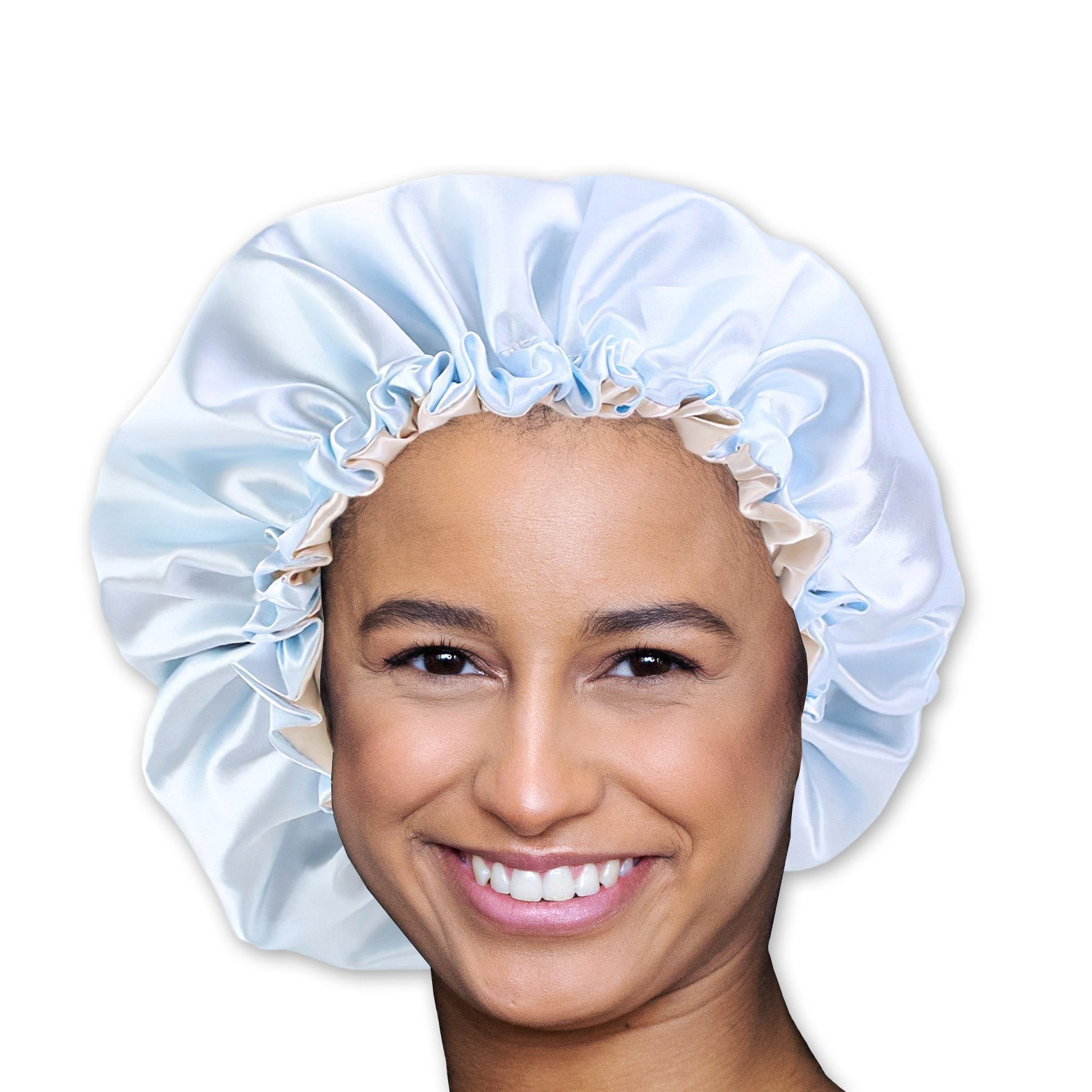 Lichtblauwe Satijnen Slaapmuts / Haar bonnet van Satijn / Satin hair bonnet