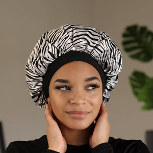 Witte tijger print Satijnen Slaapmuts / Satin Hair Bonnet / Haar bonnet van Satijn