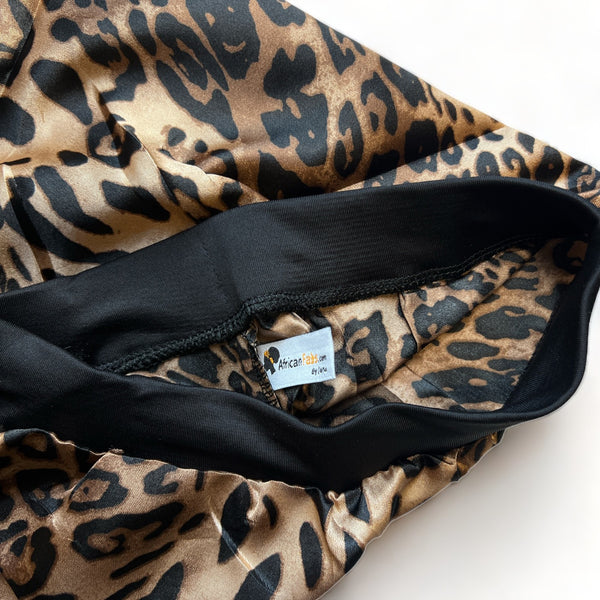 Satin Hair Bonnet voor Dreadlocks / Braids / Rasta - Leopard print Dreadsock / Satijnen Slaapmuts