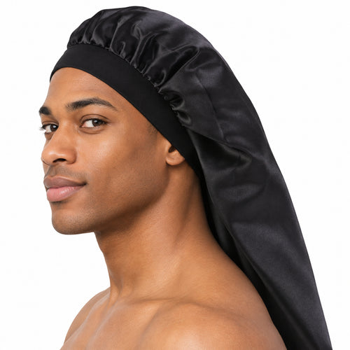 Satijnen Bonnet voor Dreadlocks / Braids / Rasta - Zwarte Dreadsock / Satijnen Slaapmuts / Hair Bonnet
