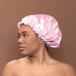 Roze Satijnen Slaapmuts / Haar bonnet van Satijn / Satin hair bonnet