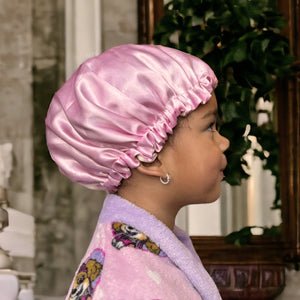 Roze Slaapmuts ( Kindermaat 3-7 jaar ) Satijnen Hair Bonnet Verstelbaar
