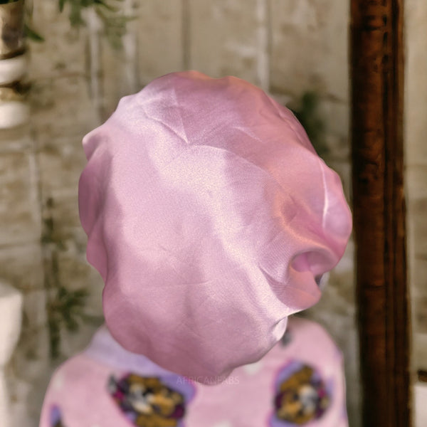 Roze Slaapmuts ( Kindermaat 3-7 jaar ) Satijnen Hair Bonnet Verstelbaar