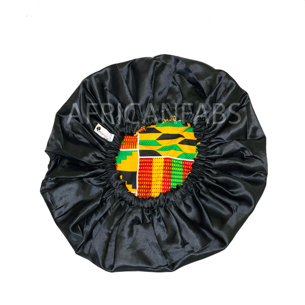 Afrikaanse Gele Kente Print Satijnen Slaapmuts / Hair Bonnet 