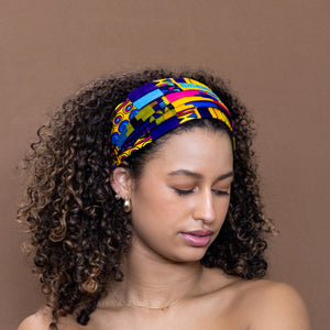 Haarband / Hoofdband in Afrikaanse print - Unisex Volwassenen - Paars / Roze kente 
