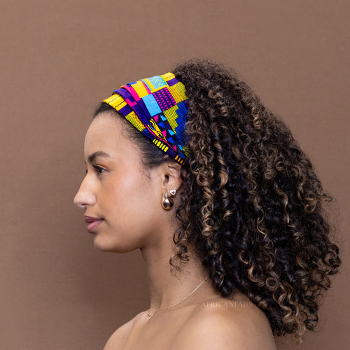 Haarband / Hoofdband in Afrikaanse print - Unisex Volwassenen - Paars / Roze kente 