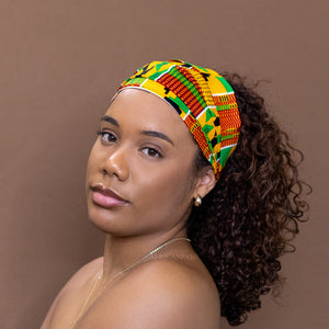 Haarband / Hoofdband in Afrikaanse print - Unisex Volwassenen - Groen / Gele kente