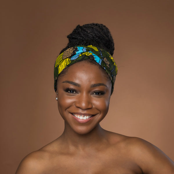 Haarband / Hoofdband in Afrikaanse print - Groen Botanical Flow
