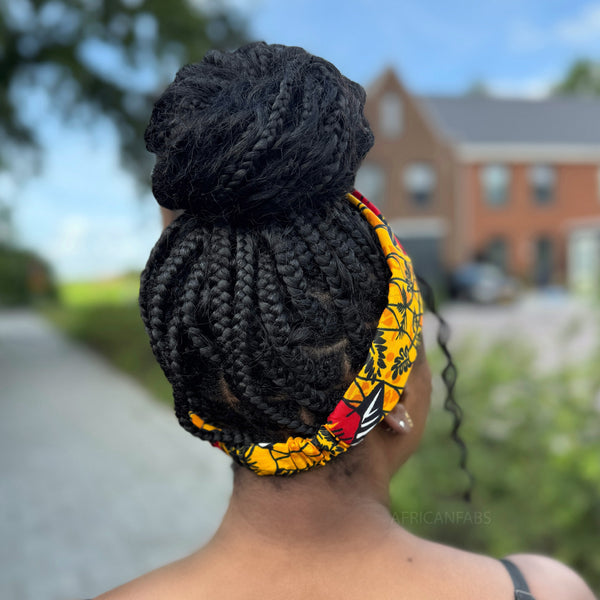 Haarband / Hoofdband in Afrikaanse print - Geel Flowers
