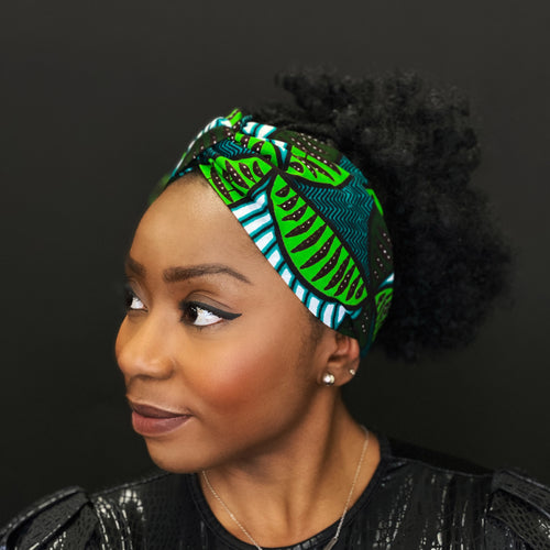 Haarband / Hoofdband in Afrikaanse print -  Groen
