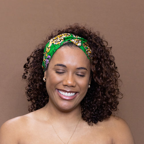 Haarband / Hoofdband in Afrikaanse print - Groene Flowers 