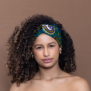 Haarband / Hoofdband in Afrikaanse print - Groen Multicolor Paisley