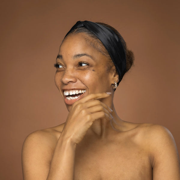 Zwarte Haarband Satijn / Hoofdband van Satijn - Volwassenen