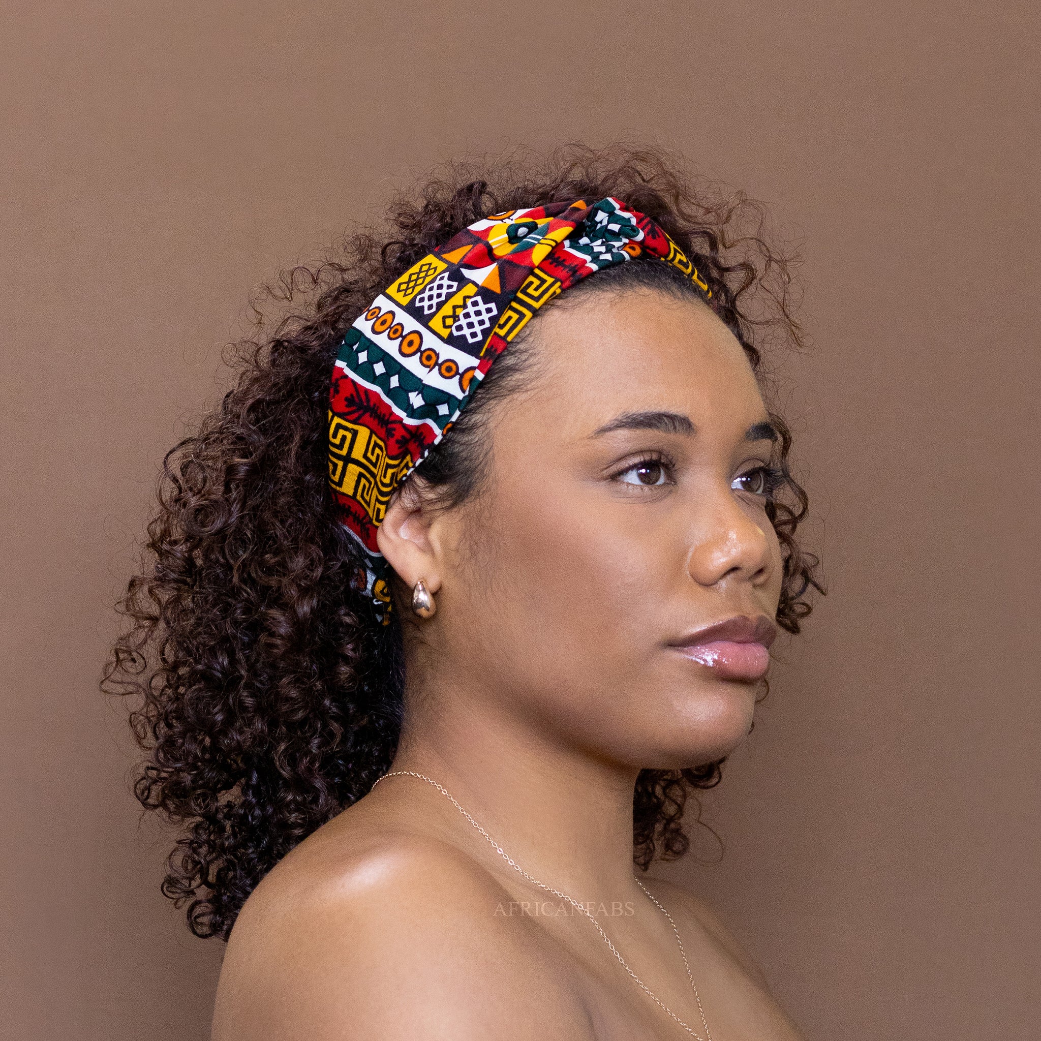 Haarband / Hoofdband in Afrikaanse print - Zwart / Rood kente