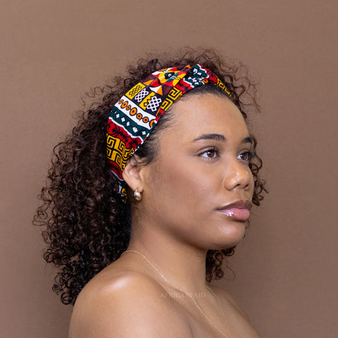 Haarband / Hoofdband in Afrikaanse print - Zwart / Rood kente