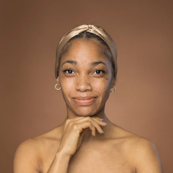 Khaki Satijnen Haarband met Twist - Hoofdband voor Volwassenen