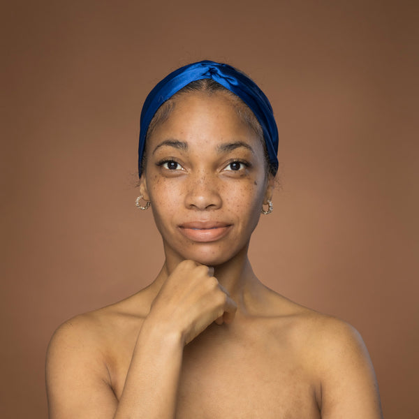 Blauw Satijnen Haarband met Twist - Hoofdband voor Volwassenen