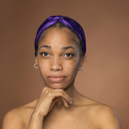 Paars Satijnen Haarband met Twist - Hoofdband voor Volwassenen