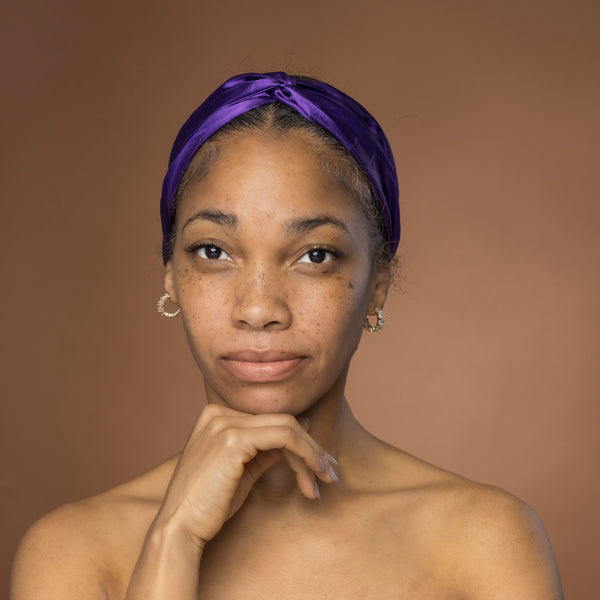 Paars Satijnen Haarband met Twist - Hoofdband voor Volwassenen