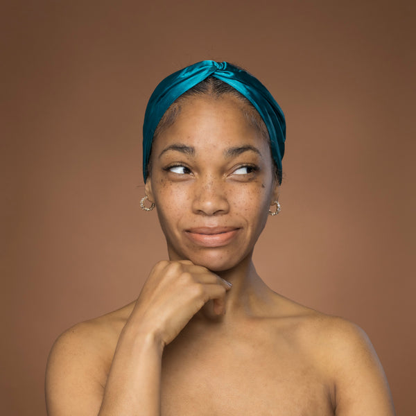 Petrol Satijnen Haarband met Twist - Hoofdband voor Volwassenen