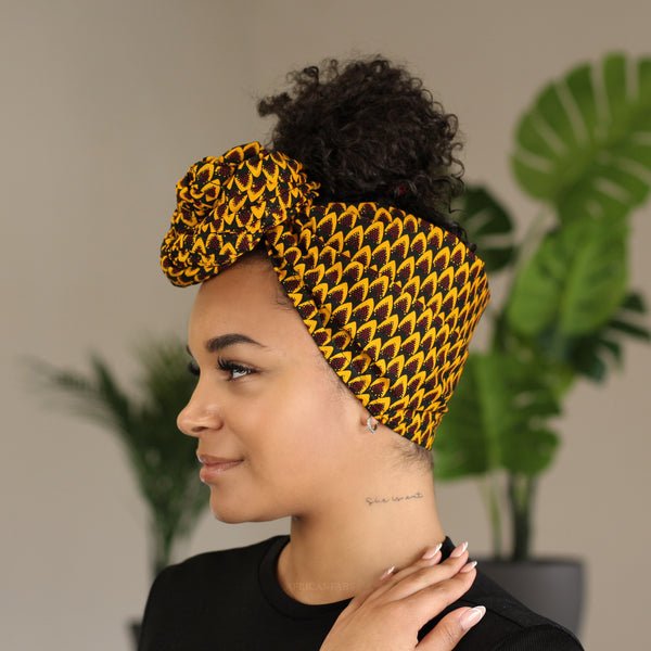 Afrikaanse hoofddoek / Vlisco headwrap - Bronze banga nut