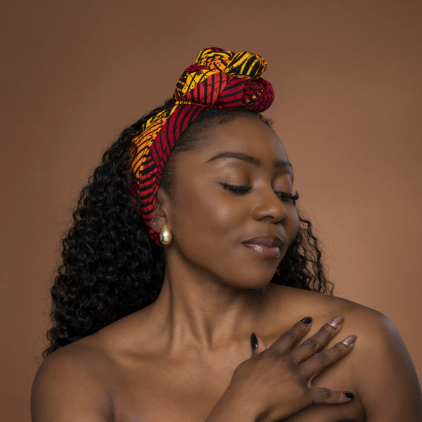 African headwrap - Red Yellow Concentric Circle Design