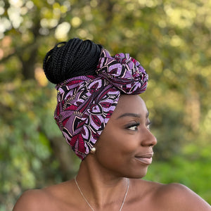 Afrikaanse Paars / zwart hoofddoek - headwrap