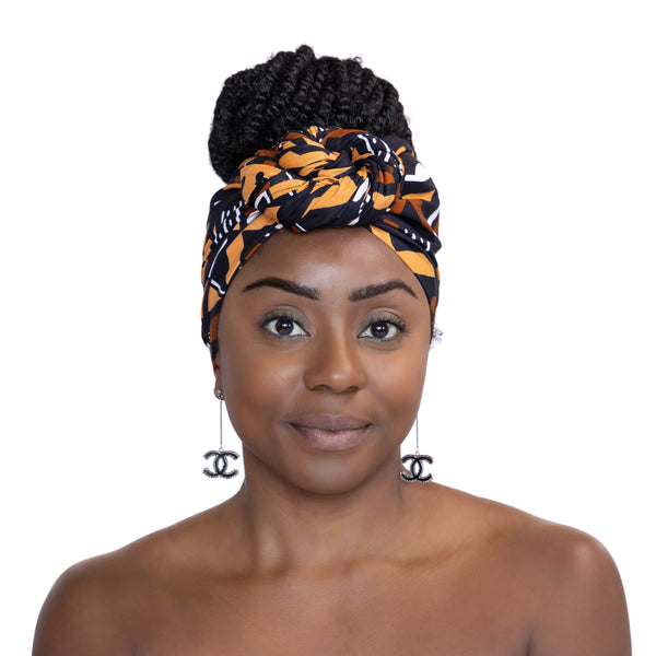 Afrikaanse Zwart / Bruine Bogolan hoofddoek - Mud cloth headwrap