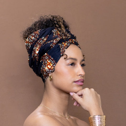 Afrikaanse Zwarte paisley hoofddoek - headwrap