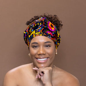 Afrikaanse Donker Multicolor disks hoofddoek - headwrap
