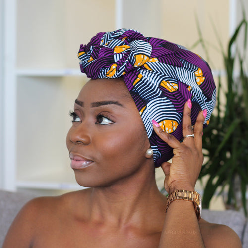 Afrikaanse hoofddoek / headwrap - Paarse tangle