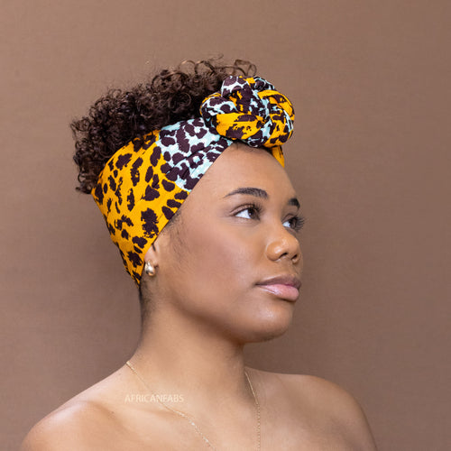Afrikaanse Panter oranje / turquoise / hoofddoek - headwrap