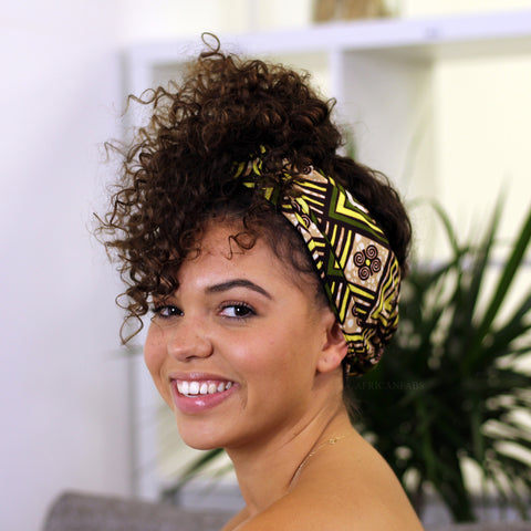 Afrikaanse hoofddoek / headwrap - Groen / geel