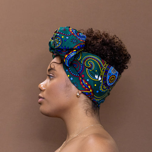 Afrikaanse / Groen Multicolor Paisley / hoofddoek - headwrap