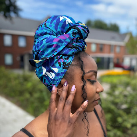 Afrikaanse Turquoise Feathers hoofddoek - headwrap