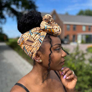 Afrikaanse Zalmkleurig Flower stems hoofddoek - headwrap