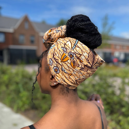 Afrikaanse Zalmkleurig Flower stems hoofddoek - headwrap